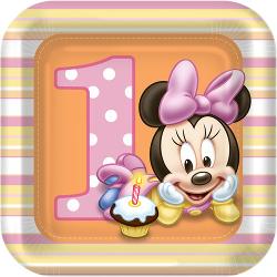 Minnie's 1st Birthday Dessert Plates (8)