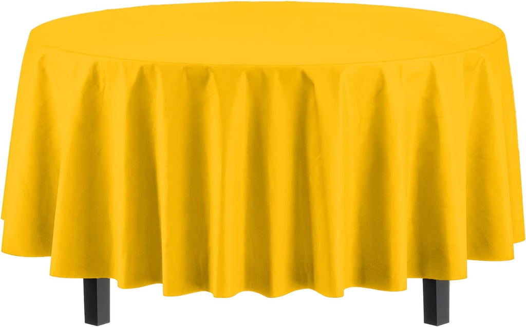Premium Round Yellow Plastic Table Cover