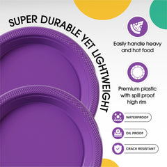 7 In. Purple Plastic Plates | 50 Count