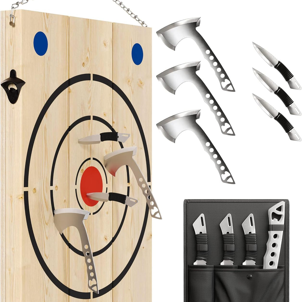 Axe Throwing Board With Axes And Knives
