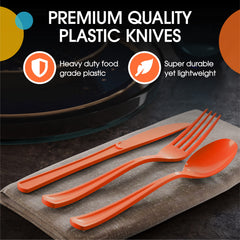 Heavy Duty Orange Plastic Knives | 50 Count
