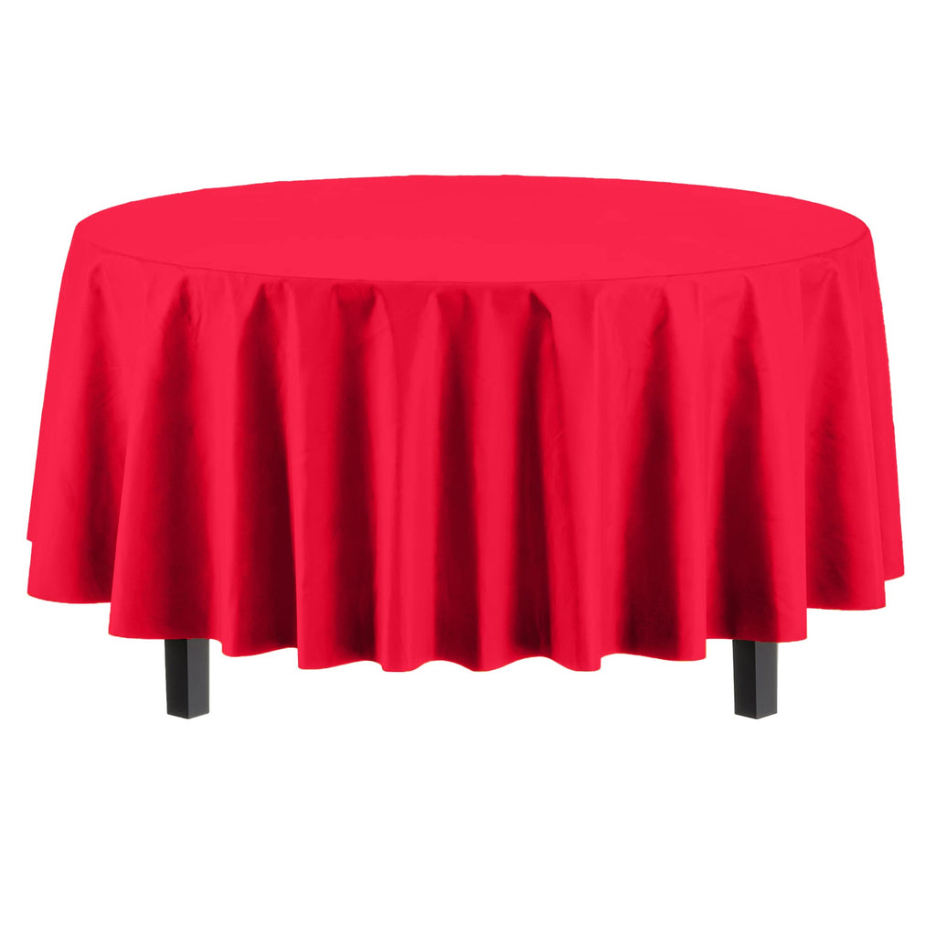 Premium Round Red Plastic Table Cover