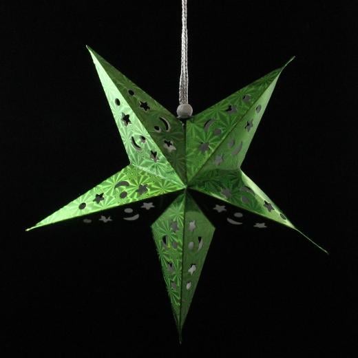 Alternate image of 12in. Holographic Green Paper Star Lantern
