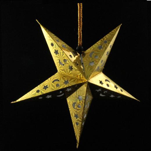 Alternate image of 12in. Holographic Gold Paper Star Lantern