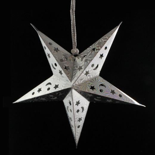 Alternate image of 12in. Holographic Silver Paper Star Lantern