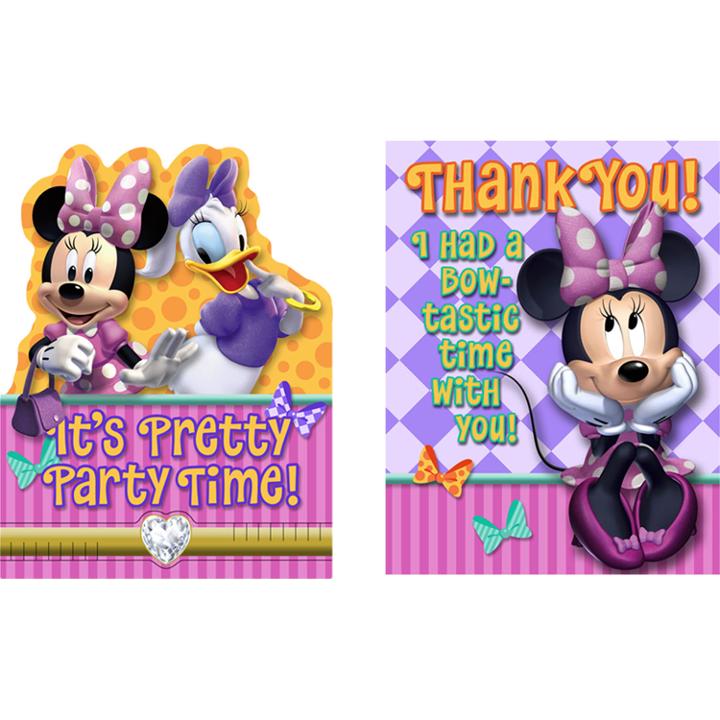 env M4TY Personalised Minnie Mouse & Daisy Duck Birthday Party Thank You Cards 