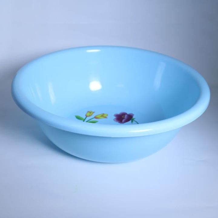 12.5in. Light Blue Flowers Plastic Basin