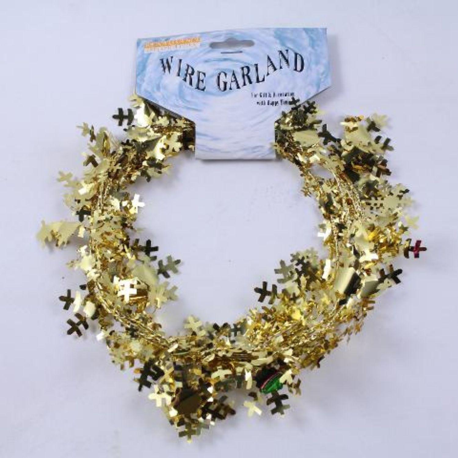SALE CLEARANCE PRICE Gold Foil Garland Christmas Decoration Snowflake Dangle x 4 