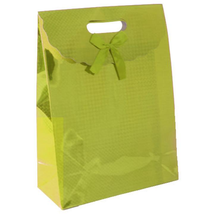 Large Gold Checkered Holographic Gift Bag