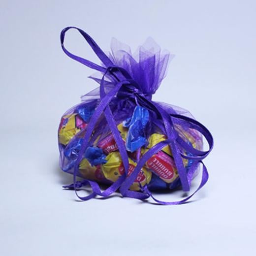 Main image of Purple Small Flower Edge Organza Pouch (12)