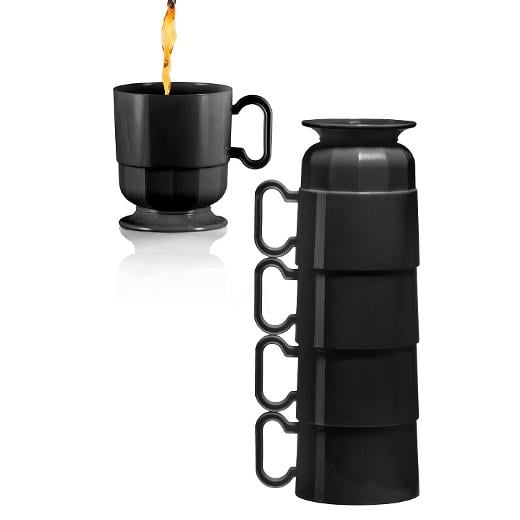 Main image of Black Glazed Coffee Cup w/ Handle - 8 Ct.