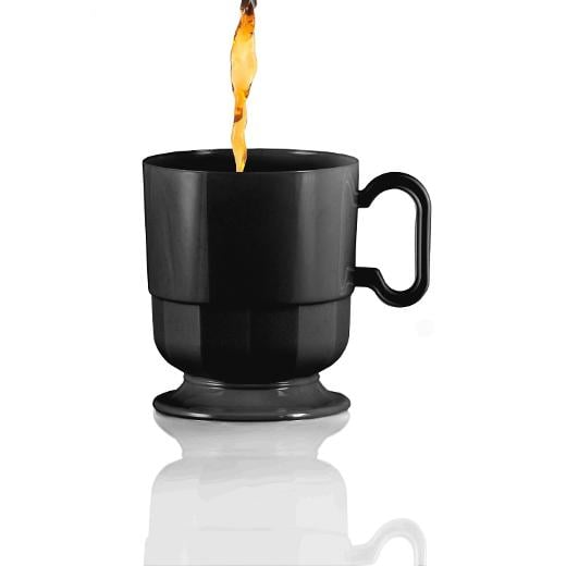 Main image of Black Glazed Coffee Cup w/ Handle - 8 Ct.