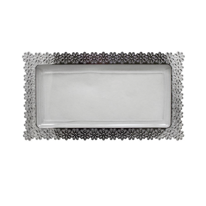 6 In. x 14 In. Silver Edged Flower Tray - 2 Ct.