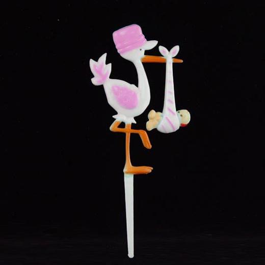 Main image of Baby Girl Stork Cupcake Pick (12)