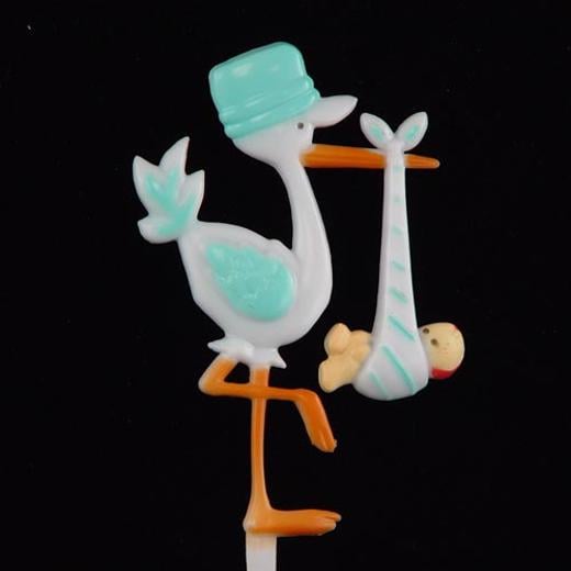 Main image of Baby Boy Stork Cupcake Pick