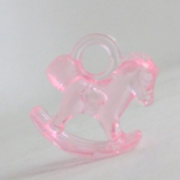 Pink Rocking Horse Plastic Charms (12)