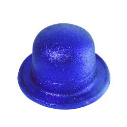 Blue Glitter Tall Bowler Hat