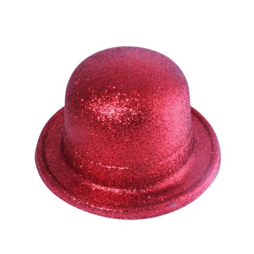 Alternate image of Red Glitter Tall Bowler Hat