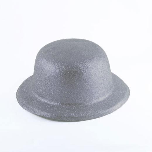 Main image of Silver Glitter Bowler Hat