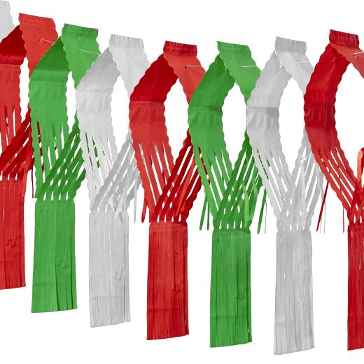 Main image of Red White & Green Drop Fringe Garland 20in. x 12'