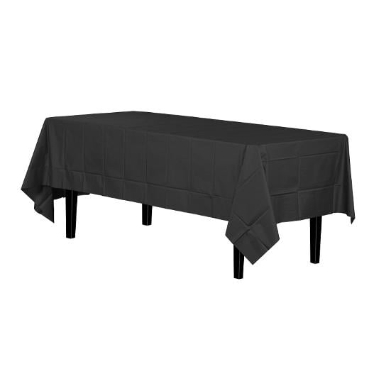 Black plastic table cover