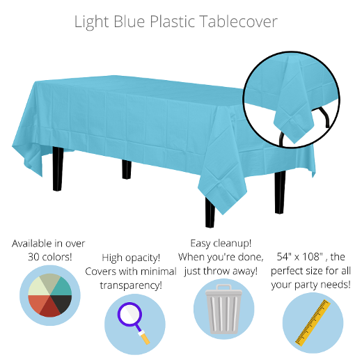 Alternate image of Light Blue plastic table cover