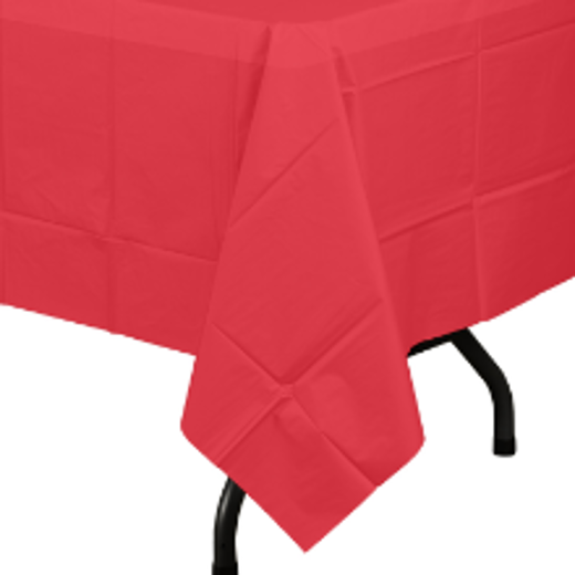 Alternate image of Red plastic table cover (Case of 48)