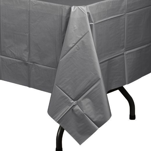 Alternate image of Silver plastic table cover (Case of 48)