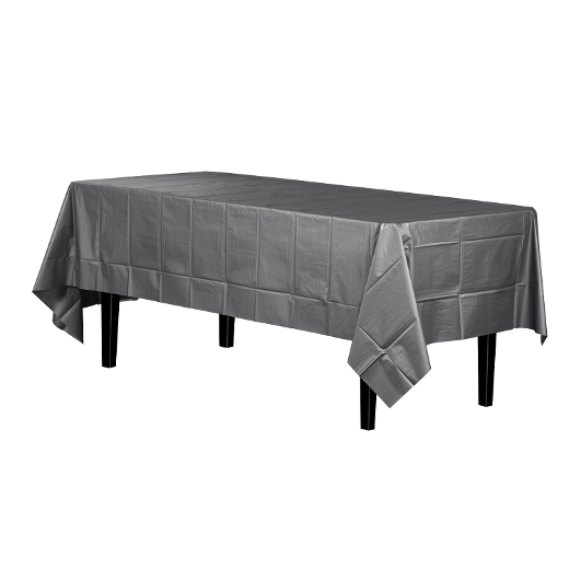 Main image of Silver plastic table cover (Case of 48)