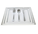 White/Metallic Line Square Plates