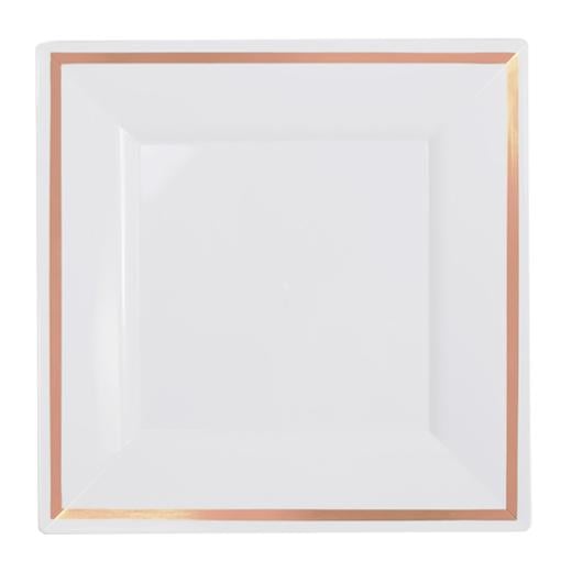 Main image of 9.5 In. White/Rose Gold Line Square Plates - 10 Ct.