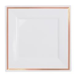 9.5 In. White/Rose Gold Line Square Plates - 10 Ct.