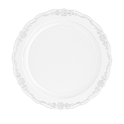 10.25"Clear Victorian Design Plates - 20 ct.