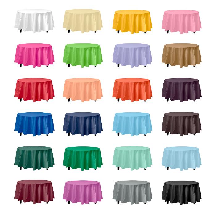 Round Plastic Tablecloths Table Covers, Disposable Tablecloths For Round Tables