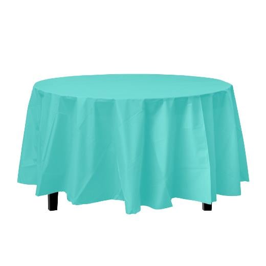 Main image of Aqua Blue Round plastic table cover (Case of 48)