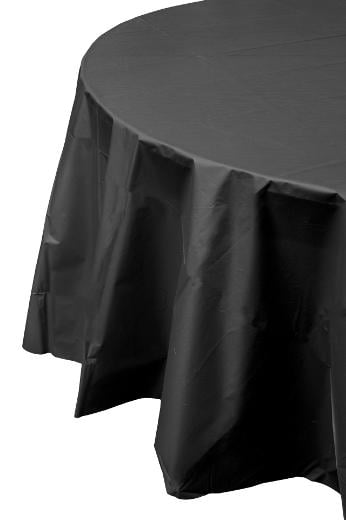 Alternate image of Black Round Plastic Table Cover (Case of 48)