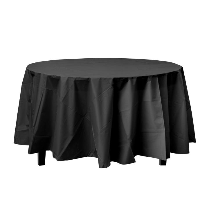 Round Black Table Cover, Silver Round Tablecloth Plastic