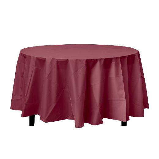 Main image of Burgundy Round plastic table cover (Case of 48)