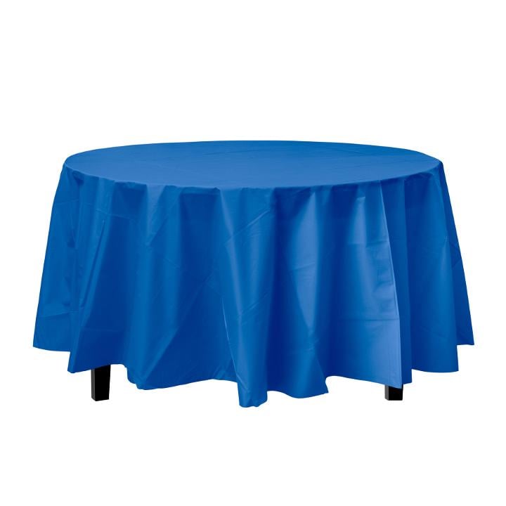 Dark Blue Round Plastic Table Cover, Plastic Table Cover Round