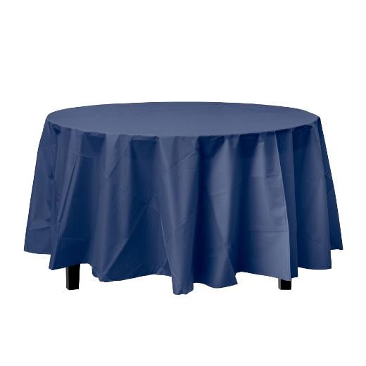 Main image of Navy Blue Round plastic table cover (Case of 48)