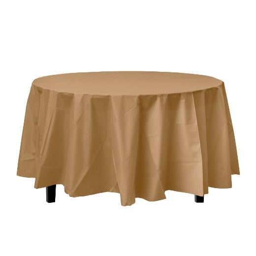 Main image of Gold Round plastic table cover (Case of 96)