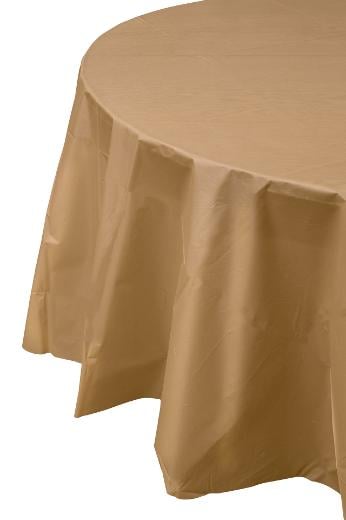 Alternate image of Gold Round plastic table cover