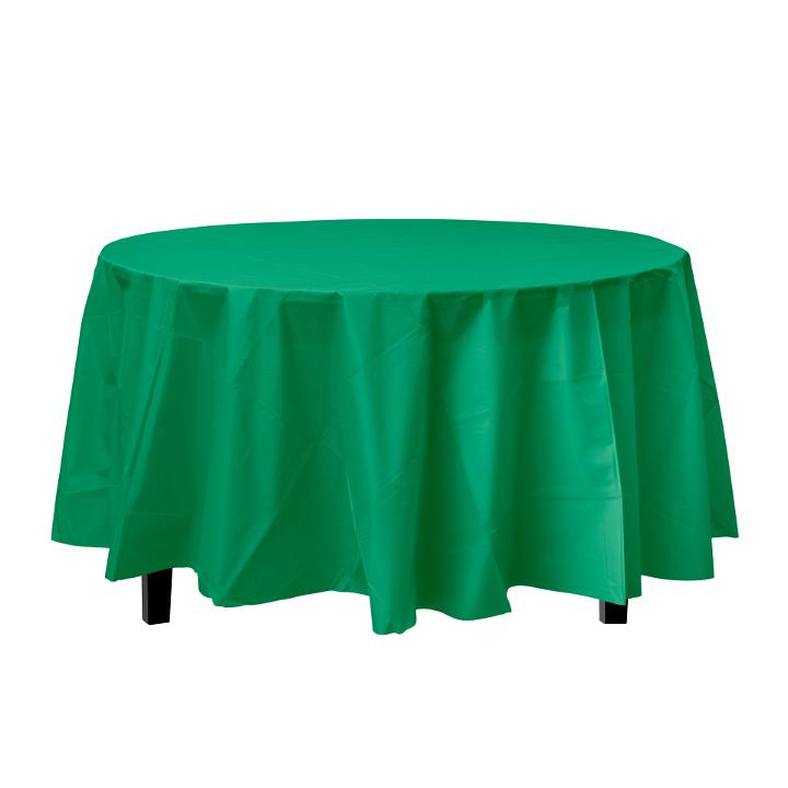Emerald Green Round Plastic Table Cover, Green Round Tablecloth Plastic