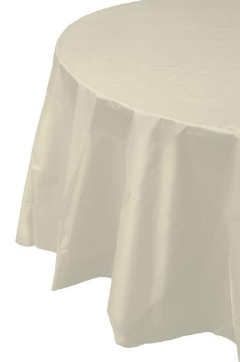 Alternate image of Ivory Round plastic table cover (Case of 48)