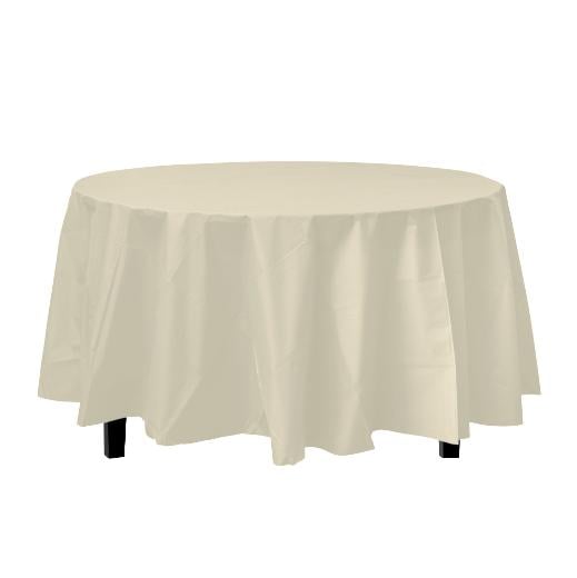 Main image of Ivory Round plastic table cover (Case of 48)