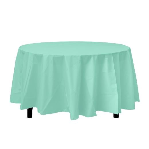Main image of Light Mint Round plastic table cover (Case of 48)