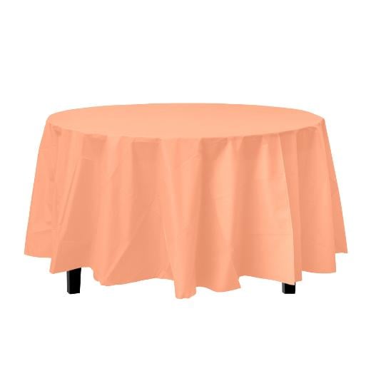 Main image of Peach Round plastic table cover (Case of 48)