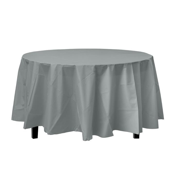 Round Silver Table Cover, Black Round Plastic Table Covers