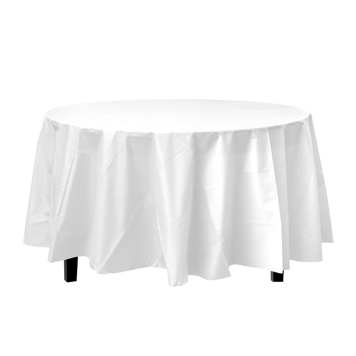Round White Table Cover, Black Plastic Round Tablecloths
