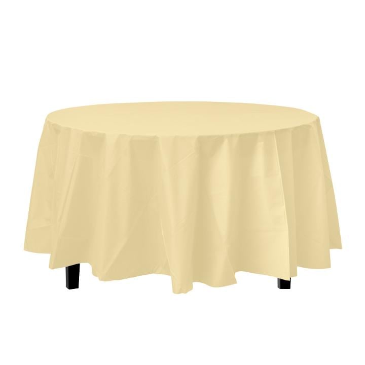 Round Light Yellow Table Cover, Paper Tablecloths For 6ft Round Tables